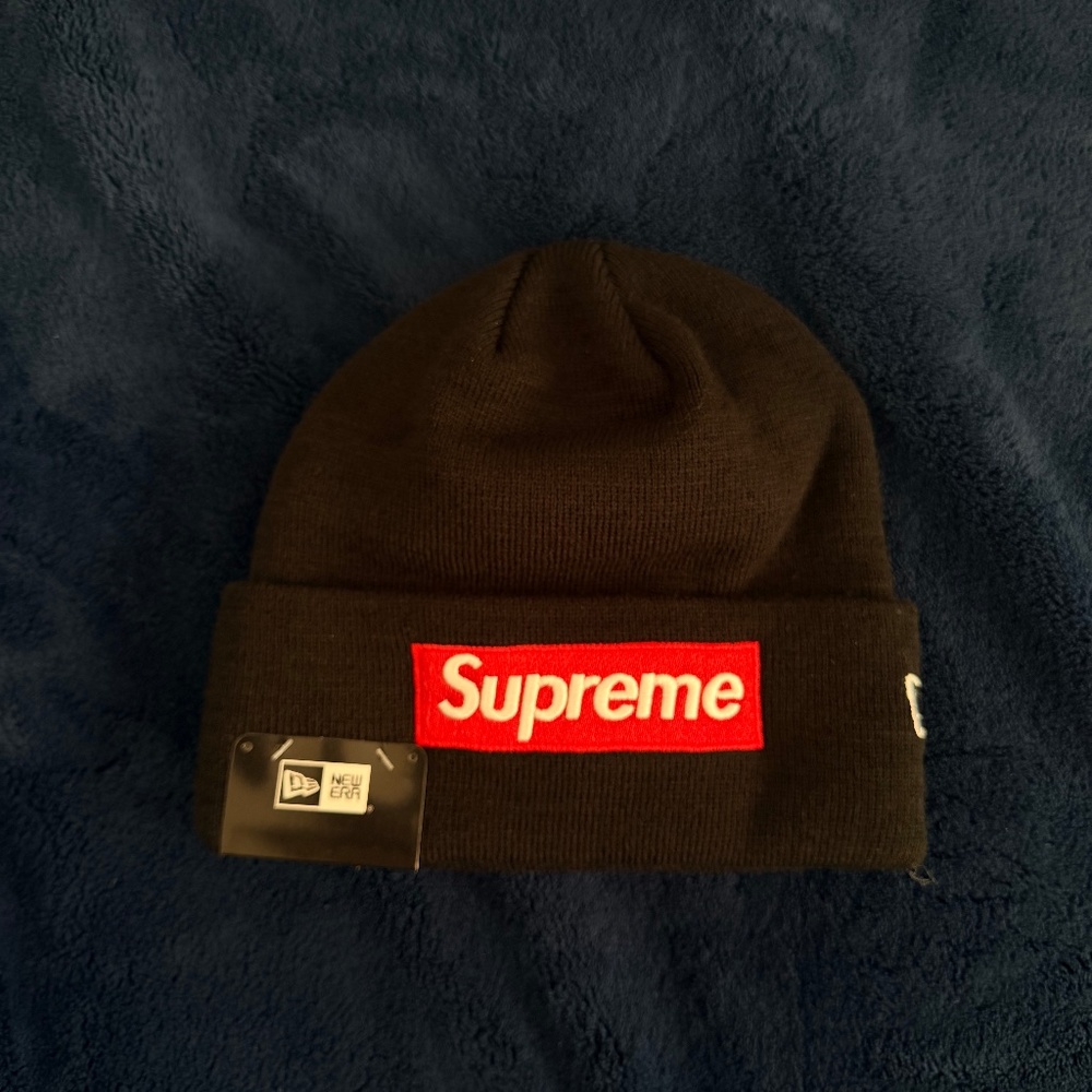 ‼️Supreme x New Era Box Logo Beanie – Black 🔥